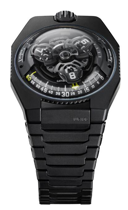 Best Urwerk 100 Watch Replica UR-100V Full Black Titanium Jacket